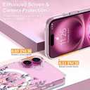 Magnetic for iPhone 16 Plus Case [Compatible with MagSafe][with Screen + Camera Protector] Clear Floral Flower Pattern Design, Slim Shockproof Phone Cover for Women Girls