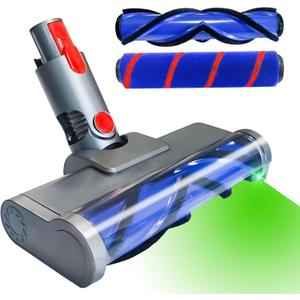 Vacuum Head for Dyson V7 V8 V10 V11 V15 Cordless | Anti-Tangle Motorhead with LED Light | Quick-Release Vacuum Cleaner Head Attachments for Hard Floors & Carpets-2 Roller Brush