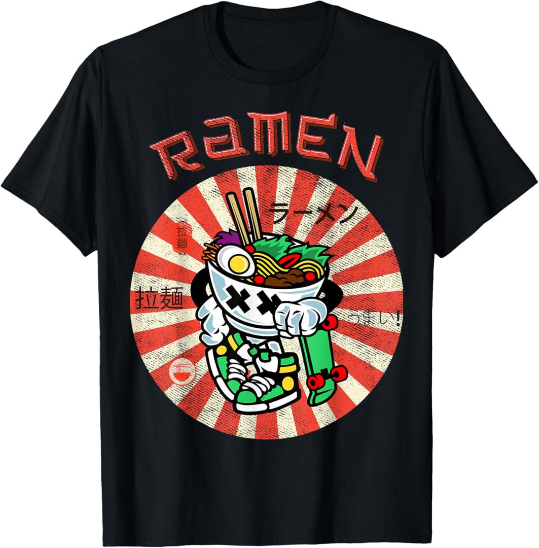 Cute Ramen Skater Tee Kawaii Anime Skateboard Lover Teens T-Shirt, S