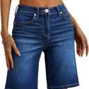 OFLUCK Bermuda Shorts for Women Mid Waisted Trendy Stretchy Denim Shorts Knee Length Cutoff Loose Fit
Size 12