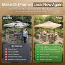 Flexzion Gazebo Cover Replacement Canopy Top 10x10 Ft (3m x 3m) - Double Tier Top Canopy Cover Replacement with UV30+, Dirt, Water Resistant for Outdoor, Sunshade, Garden, Patio, Pavilion (Beige)