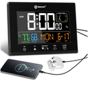 Geevon Digital Atomic Alarm Clocks for Bedrooms, Color VA Display Atomic Clock with Indoor Temperature and Humidity, DST, Dimmable Backlight, 2 USB Ports, Calendar, and Moon Phases