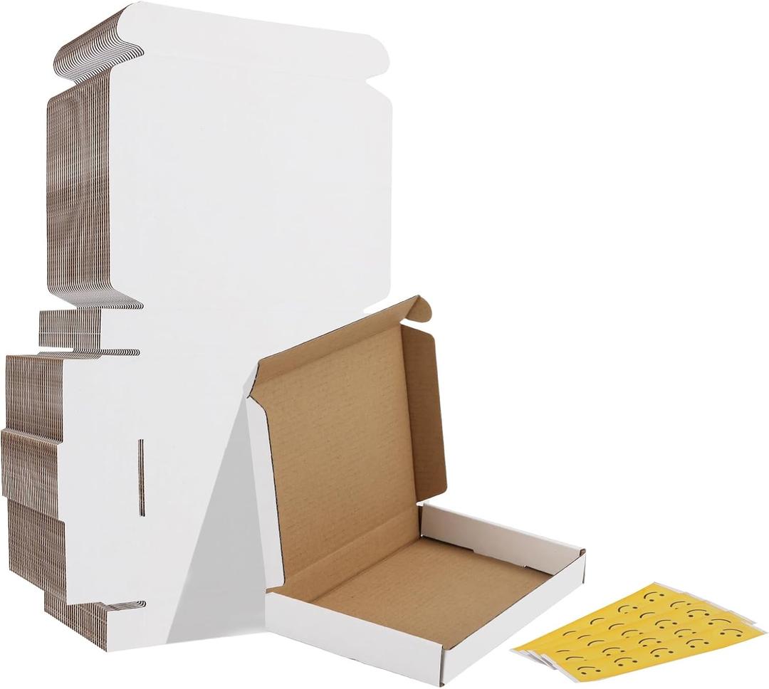 HORLIMER 7x5x1 Shipping Boxes Set of 30, White Corrugated Cardboard Mailer Box for Packing Small Business