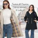 Women Waterproof Lightweight Long Rain Jacket Trench Coat with Adjustable Back Storm Shield,Check Lined&2-Way Zip (Beige, S)