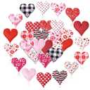 Moukeren 24 Pcs Valentine's Day Felt Heart Ornaments Stuffed Fabric Gnome Heart Bowl Filler Valentines Gifts Vase Filler Decorations for Home Wedding Basket Bowl Tiered Trays Tree Decorations