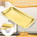 Gold 12 Pcs Small Stainless Steel Serving Tray Bulk 8.66'' x 4.33'' Rectangle Stainless Steel Food Serving Platter with Handle Vanity Tray Decorative Party Plate for BBQ Buffet Appetizer