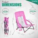 SUNNYFEEL Folding Low Camping Beach Chair 2 Pack, Lightweight Portable Lawn Chair with Mesh Back, Cup Holder for Outdoor/Travel/Picnic/Concert, Foldable Camp Backpack Chair with Carry Bag