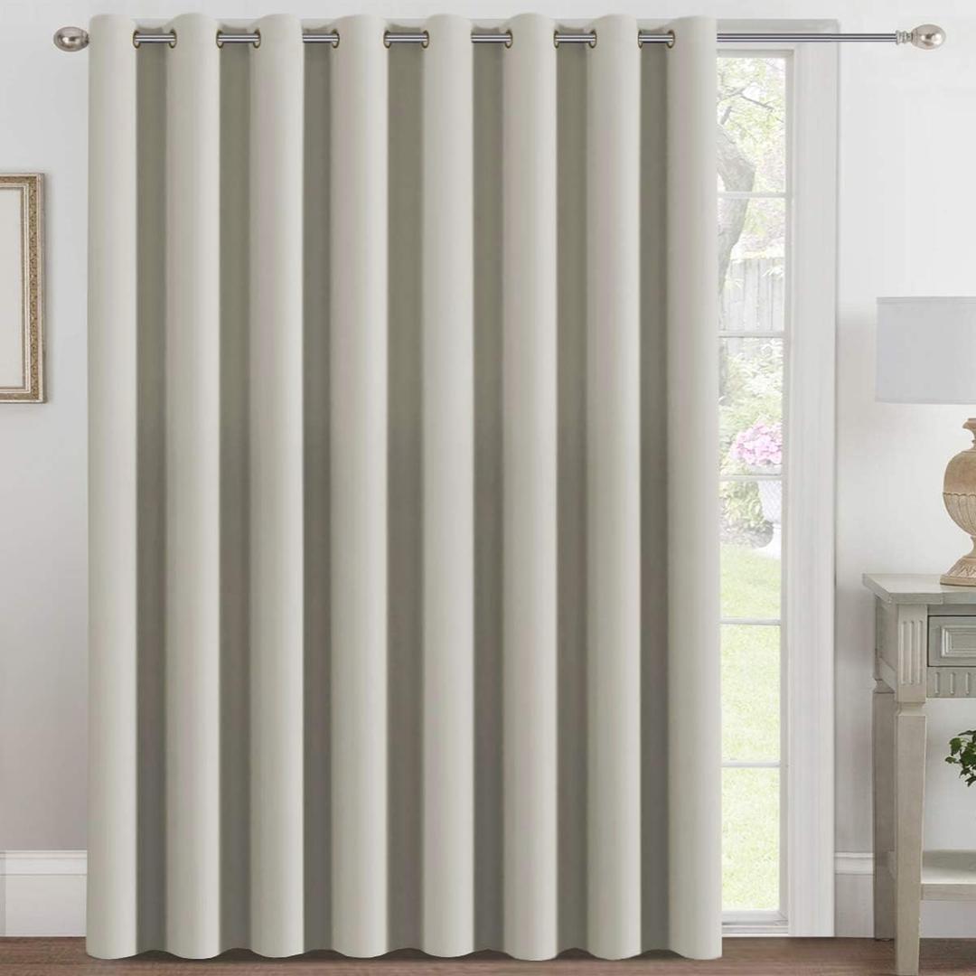 H.VERSAILTEX Blackout Patio Curtains 100 x 96 Inches for Sliding Door Extral Wide Blackout Curtain Panels Thermal Insulated Room Divider - Grommet Top, 8' Tall by 8.5' Wide - Ivory/Cream