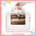 40 Pack Cake Boxes with Boards (20 Boxes + 20 Boards), 8 x 8 x 5.5 Inch Bakery Boxes with Clear Window, Stickers, Disposable Tall Square Cake Container for Cake, Donut, Pie