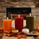 3 Pcs Flameless Candles Battery Operated Wax LED Flickering Flameless Pillar Candles with Remote for Halloween Christmas Home Wedding Autumn Decor(Dark Orange,Burgundy,Dark Brown)