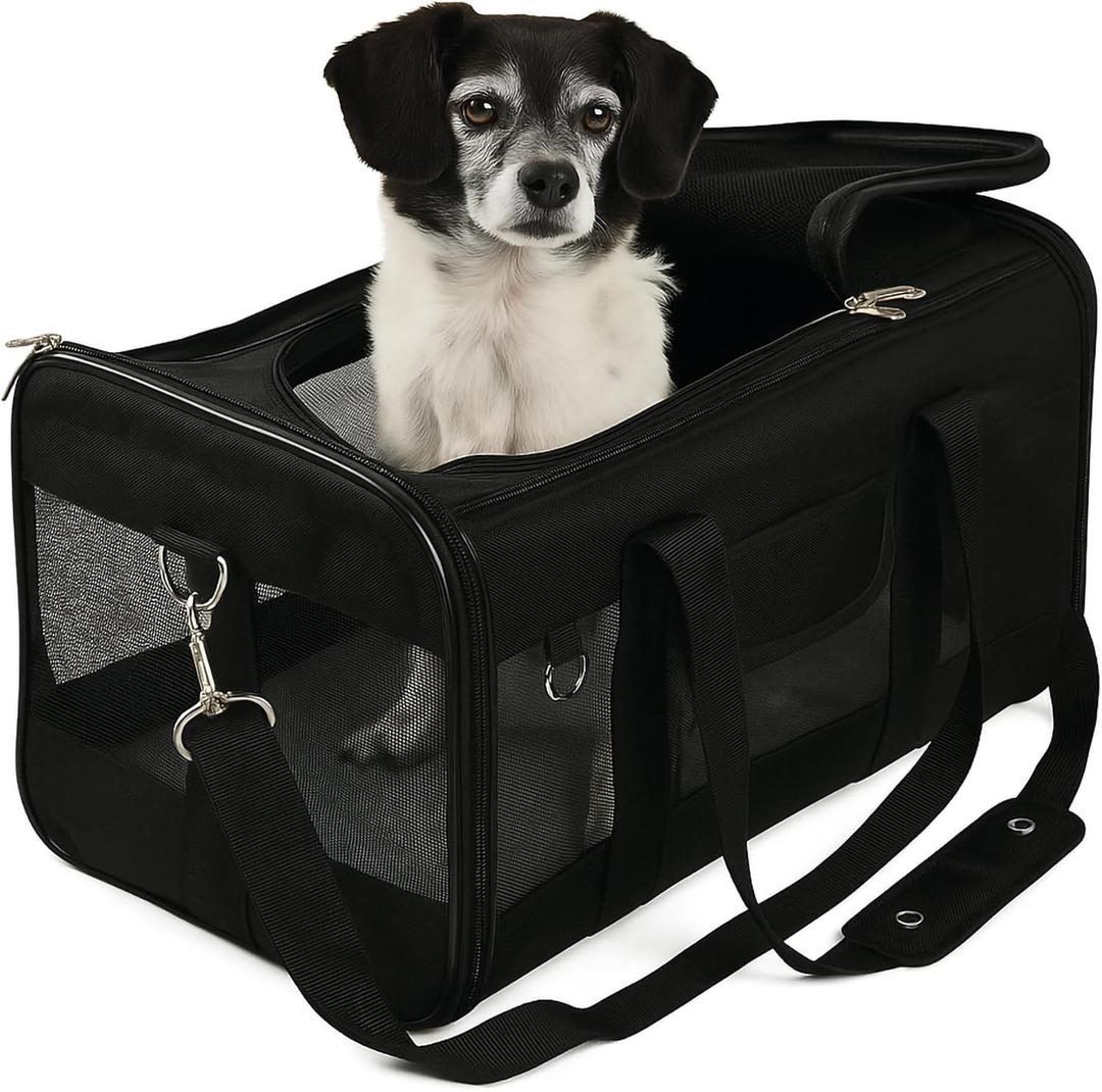 Sherpa Original Deluxe Travel Pet Carrier, Airline Approved - Black, Large (19.0"L x 11.8"W x 11.5"H)
