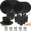 64PCS Wheat Straw Dinnerware Set BPA Free Unbreakable Reusable Dinnerware Set Kitchen Cups Plates and Bowls Sets Dishwasher Microwave Safe Plates