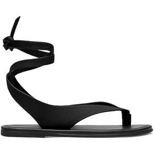 Molozoey Ankle Strap Flat Sandals for Women Comfortable Lace Up T-Strap Slip on Flip Flops Flats Ladies Fashion Cute Thong Sandals Summer Soft Flip Flops Sandals W 6.5
