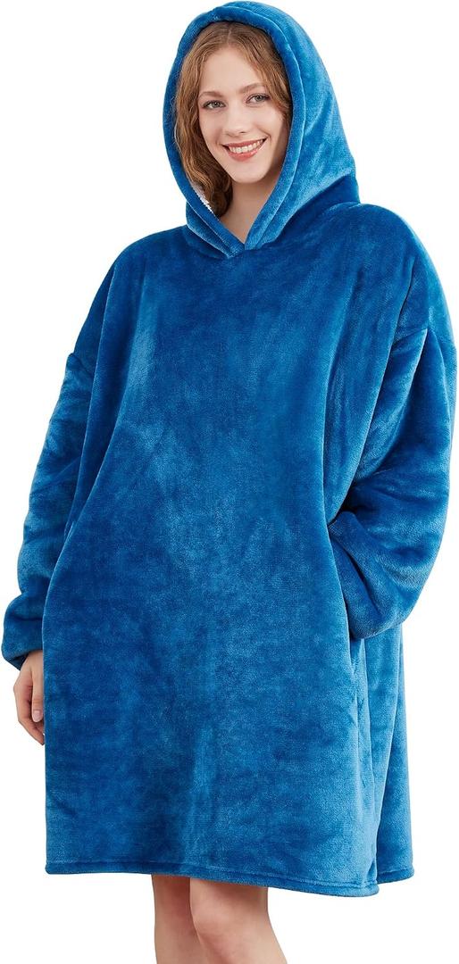 AmyHomie Wearable Blanket Hoodie for Adults & Teens,Oversized Sherpa Hooded Blanket,Warm Cozy Blanket Sweatshirt as Christmas Birthday Gifts for Women Men