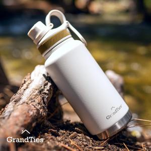GRANDTIES Stainless Steel Water Bottles Wide Mouth Vacuum Insulated Reusable Leak Proof BPA-Free Travel Metal Canteen, Thermal Bottles for Men Women Gym (Ivory White 32 oz)