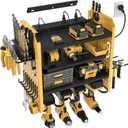 SUPERDANNY Power Tool Organizer Wall Mount with Charging Station, Adjustable 4-Tier 4 Drill Storage Shelf Garage Organization, Cordless Drill Hanger Tool Battery Holder Storage Rack with 6 AC 4 USB