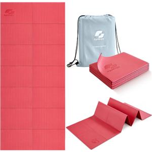 Foldable Yoga Mat for Travel, 68"x24" Folding Travel Gym Mat for Women Yoga Studio, Packable and Portable Pilates Mat with Storage Bag Easy to Carry, Lightweight Travel Workout Mat, 2mm, Black