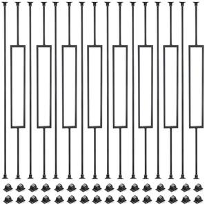 16 Pack Staircase Balusters, 1/2" x 43.8", Hollow Straight and Square Iron Balusters for Staircase Indoor，with 32 Adjustable Direction Swivel Shoes