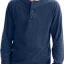 Hanes T Beefyt Henley, Men's Cotton Long Sleeve Shirts (Medium)