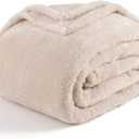 Berkshire Blanket Classic Extra-Fluffy Plush Blanket Queen Size, Soft Fuzzy Fluffy Long Hair Blanket for Couch Sofa Bed, Chino Khaki, 90x90 Inches