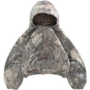 heyheyshine Oversized Leopard Print Hoodie Y2K Camo Zipper Cardigan (XXL)