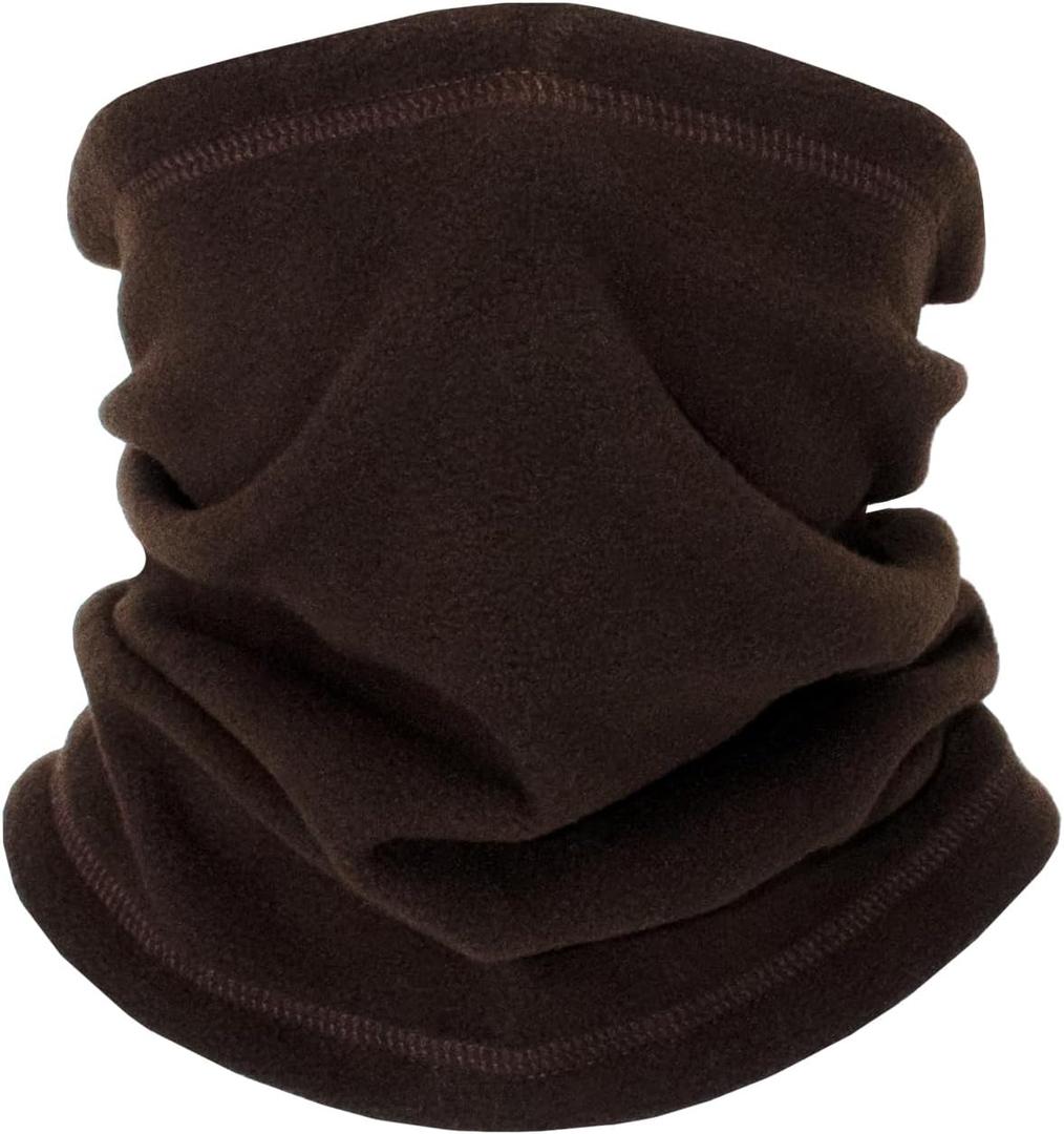 Winter Neck Warmer, Polar Fleece Neck Gaiter Warm Face Cover, Cold Weather Ski Face Mask Windproof for Men and Women (Brown)