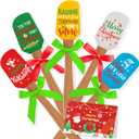 Newtay 20 Sets Christmas Silicone Spatula Cake Spatula Bulk Cooking Scraper with Wooden Handle Xmas Greeting Card Ribbon for Christmas Decoration Holiday Gifts Kitchen Party Favors (Classic Style)