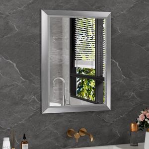 Amorho 20x30 Inch Bathroom Mirror Silver, Thick Metal Framed Wall Mirrors for Over Sink, Brushed Nickel Mirror Perfect for Bedroom, Living Room, Entryway, Rectangle (Horizontal/Vertical)
