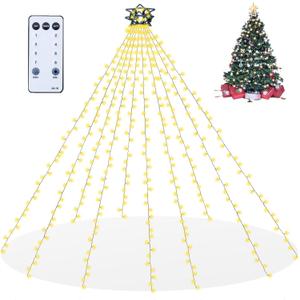 Christmas Tree Lights with Remote 400 LED 10 Lines Christmas Lights for Tree with 8 Lighting Modes, Timer and Memory, Indoor Outdoor String Lights for 6 ft-10 ft Xmas Tree Decorations(WarmWhite)