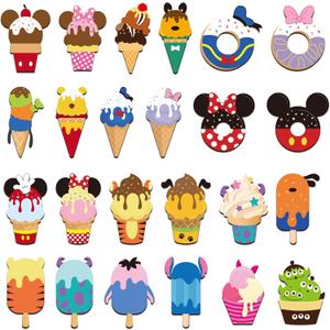 BOpusail 24Pcs Summer Ice Cream Mouse Cruise Door Magnets Cute Style Ice Cream Cruises Entrance Decals Decor Refrigerator Garage Magnet Waterproof Magnetic Sticker for Holiday Carnival Ships Cabin