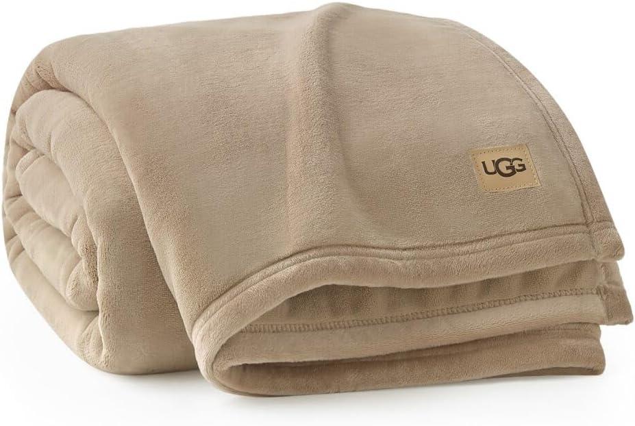 UGG Coco Plush Fleece Throw Blanket Soft & Cozy Blanket for Couch, Bed & Sofa, Perfect for Home Decor, House Warming Gifts or Luxurious Birthday Gifts for Women, 50" x 70", Beige Mustard Seed