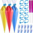 122Pieces Tipless Piping Bags - 100pcs Disposable Piping Pastry Bag for Royal Icing/Cookies Decorating - 10 Pastry Bag Ties,10 Clips &2 Scriber Needle - Best Cookie/Cake Decorating Tools (14 inch)