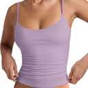 PINKMSTYLE Women's Basic Double Lined Scoop Neck Tank Tops Adjustable Cami Tank Summer Sleeveless Tops (XX-Large, Lavender)