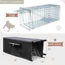 Live Animal Cat Trap Cage with Cover, Cat Traps for Stray Cats, Raccoon, Rabbit, Skunks, Feral Cats, Squirrels, Mouse, with Real Door Folding (32 x10 x12 Inches)