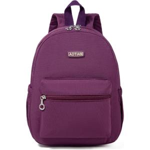 AOTIAN Mini Lightweight 11.8 Inch Backpack Durable Travel Hiking Women and Girls Small Daypack, 7 Liters Purple