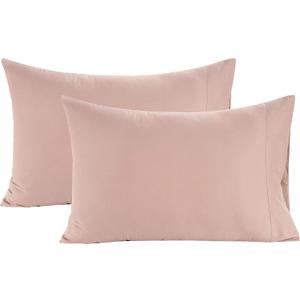 LANE LINEN 100% Organic Cotton Pillowcases - Standard Size and Crisp Cool Percale Weave Sleeping Pillow Covers Set of 2 - Dusty Rose