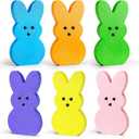 Easter Decorations for Home: 6 Pcs Glitter Easter Decor for Home, Bunny Peeps Decorations Wood Table Decorations, Tiered Tray Dcor, Spring Signs for Desk Shelf Mantel Office Indoor, Basket Gifts