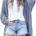 Lightweight Summer Cardigan for Women Spring Netted Crochet Cardigans Sweaters (X-Large, Blue)