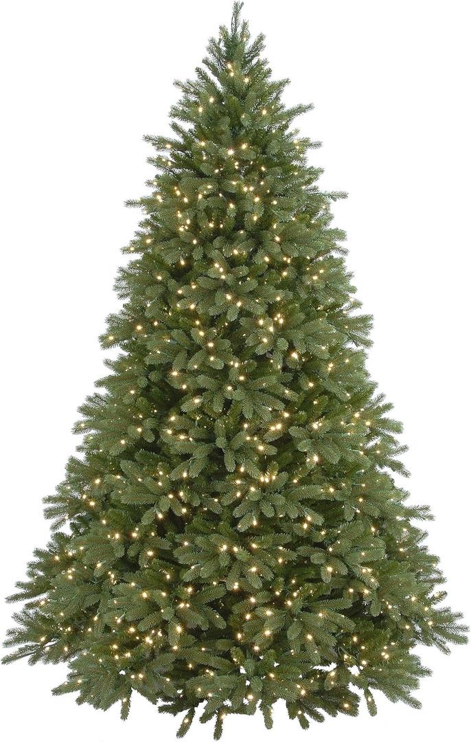 National Tree Company 7.5 ft Pre-Lit Jersey Fraser Fir Artificial Christmas Tree, 1,250 Clear Lights, 3,144 Tips, Includes Stand, Green