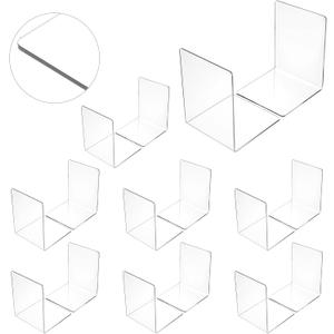 16 Pieces Clear Acrylic Bookends Heavy Duty Book Ends for Shelves, L Shaped Dividers Book Stopper Desktop Organizer Holder Stand for School Office Home Books CDs File