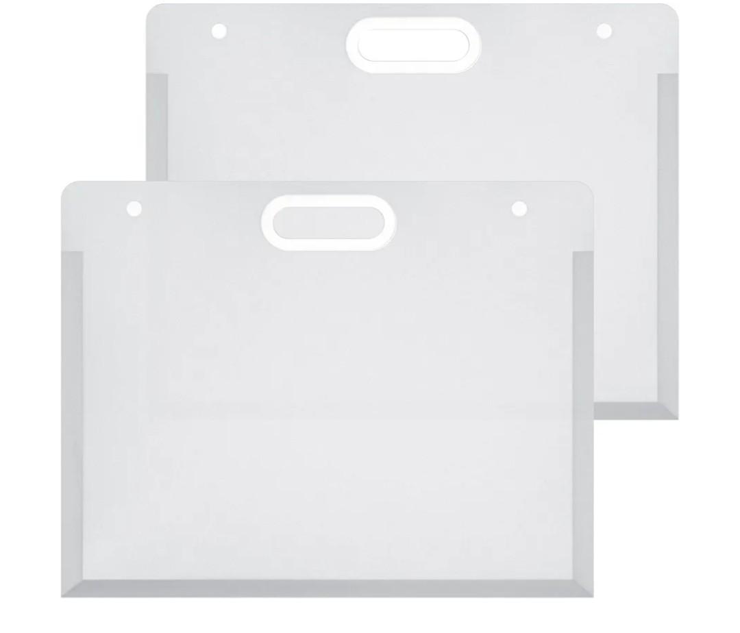 Chinco 2 Pcs Plastic Art Portfolio Bag for Kids 17.32 x 14.17 Inches Art Portfolio Folder for Artwork Case with Handles Waterproof Storage Case for Kids Teachers Drawing Artwork Keepsakes Poster
