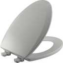 Bemis 1500EC Durable Wood Toilet Seat with Easy Clean Hinges, Made in USA, Elongated, Ice Grey