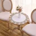 Natural Neutral Earth Tones Floral Lace White 23” Round placemats Doily Table Topper Dresser Scarf Place Mats (Set of 1, 23” Round)