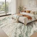 Area Rugs for Living Room: 9X12 Abstract Washable Rug Modern Neutral Large Soft Stain Resistant Non-Slip for Bedroom Dining Room Indoor Home Office Carpet - Green Brown
