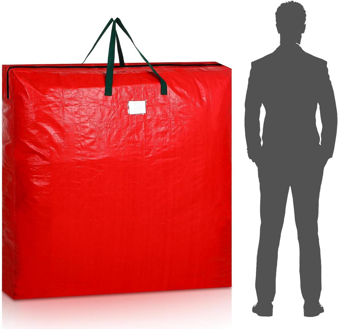 1 Pcs 48 Inch Christmas Wreath Storage Bags Christmas Wreath Storage Containers with Handle Extra Large Waterproof Zipper Garland Bag for Protect Xmas Holiday Garland Ornament (Red)