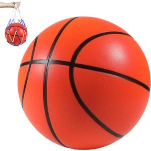 Silent Basketball Size7, New Upgraded Weight 600g Grooved Airless Indoor Basketball, Non-derforming Package, Real Feel & Bounce Like Official Ball, Quiet Dribbling Indoor Training