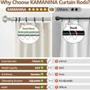 KAMANINA Silver Curtain Rods for Windows 48 to 84 Inches (4-7ft) Heavy Duty Curtain Rods, 7/8 Inch Adjustable Decorative Drapery Rods Set with Modern Finials