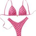 BEAUDRM Women's Triangle Thong Bikini Sets Y2k Floral Cute Bikinis String Swimsuits Bathing Suit, Small