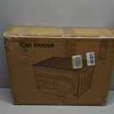 Outdoor Cat House Weatherproof&Insulated,Plastic Waterproof Elevated Cat Shelter Stackable Pet House Cat Wave for Outdoor Indoor Use with Bed CushionGreen