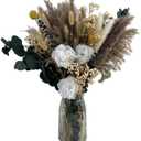 Dried Flowers, Reeds and Grasses Bouquet, Suitable for Home Decoration, Wedding Center Decoration, Autumn Flower Arrangement (Mixed Natural (White, Beige, Brown))